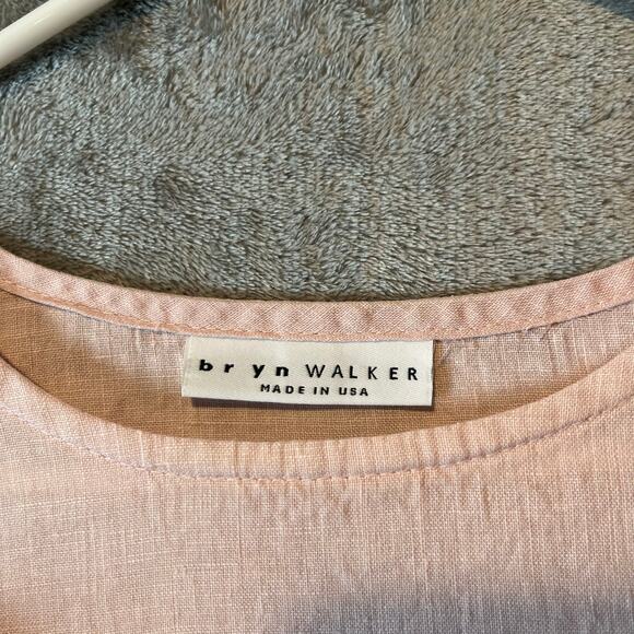 Bryn Walker 100% Linen Light Pink Tunic Size Medium Pockets Lagenlook Minimalist - Picture 2 of 6